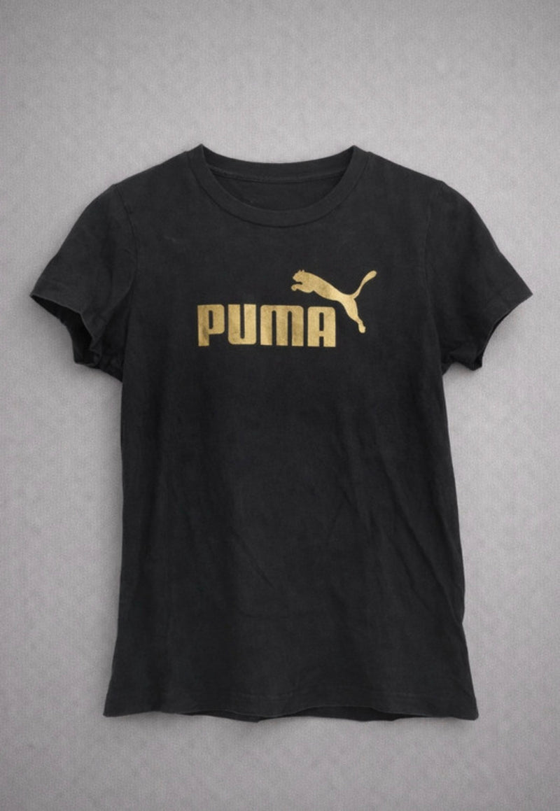 Puma T-Shirt Schwarz mit Logo – Größe S