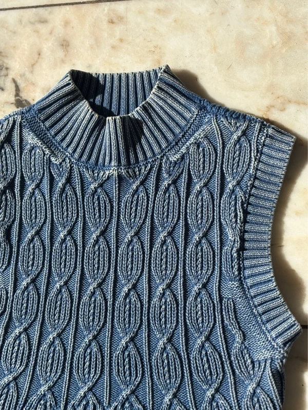 Zara Strickweste blau – Cropped – Größe S