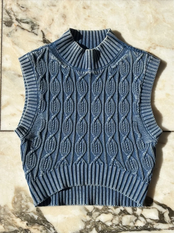 Zara Strickweste blau – Cropped – Größe S