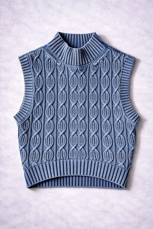 Zara Strickweste blau – Cropped – Größe S